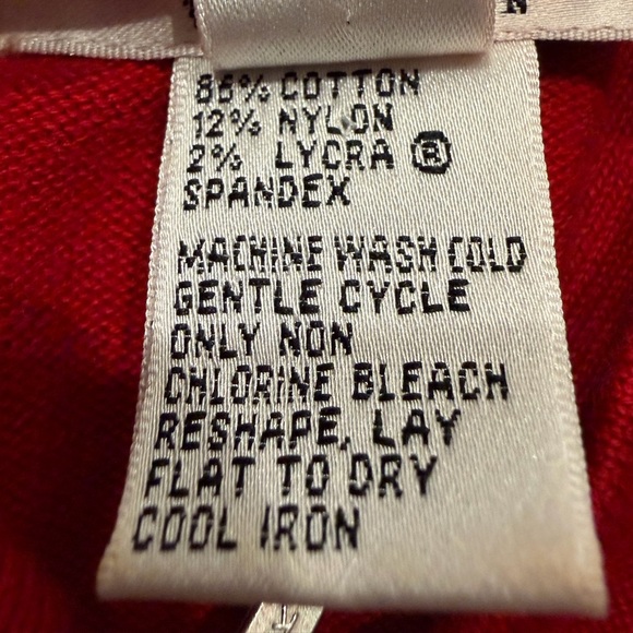 Talbots Woman 1X Classic Red Full Zip Cardigan Sweater Cotton Blend Academia - Picture 3 of 11